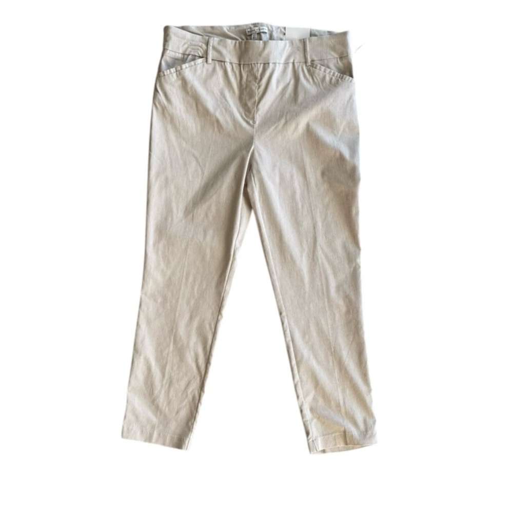 New Maison D’ Amelie Vertical Tan & White Lines Dress Pull on Pants Sz 12